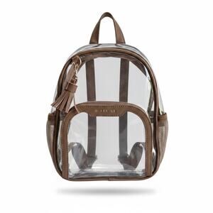 Clear Mini Backpack Tan Anti-Theft Stadium Concert Bag NWOT